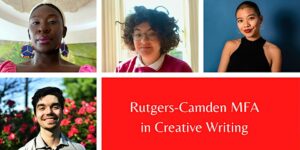 Rutgers MFA banner featuring headshots of current students